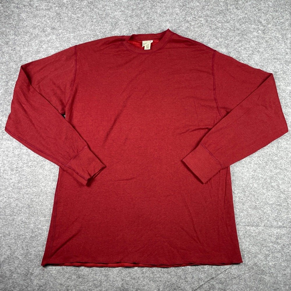 VTG L.L. Bean Thermal Shirt Mens XL Tall Red Wool Blend Crew Neck Made In Canada